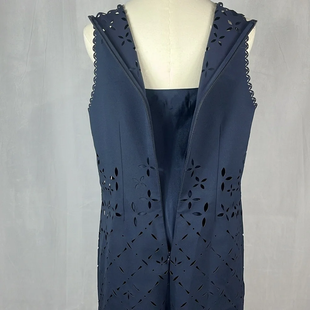 J. Crew Laser Cut Out Shift‎ Dress in Navy Blue.